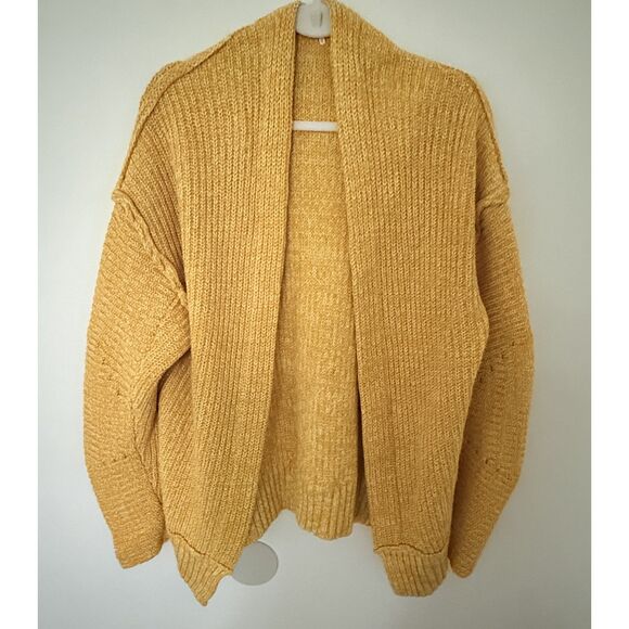 Free People High Hopes Marmalade Chunky Knit Open Front Slouchy Cozy Cardigan XS - Picture 2 of 7